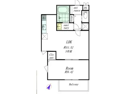 MAISON SA VIII(1LDK/1階)の間取り写真