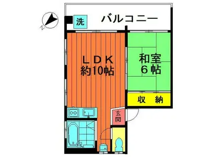 大悠ハイツ(1LDK/3階)の間取り写真