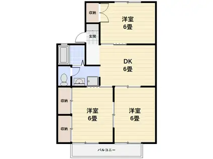 プレジール難波A棟(3DK/2階)の間取り写真