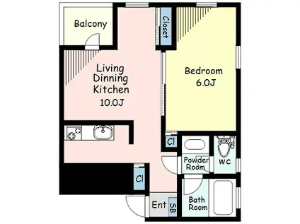 マインズ武蔵小山Ⅱ(1LDK/2階)の間取り写真