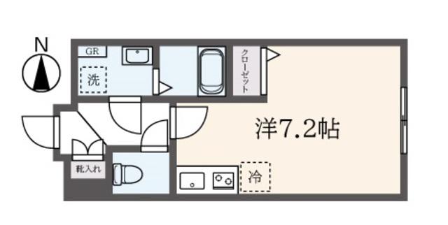 タスキSMART大塚(ワンルーム/1階)の間取り写真
