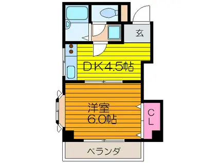 YAMASHINビル(1DK/4階)の間取り写真