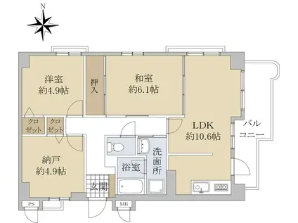 ルネッサコートASHIYA(2SLDK/4階)の間取り写真