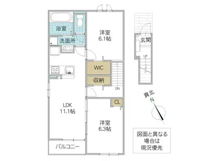 イーストウィン水野B(2LDK/2階)の間取り写真