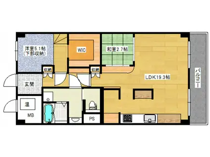 オアシスマンションプレジデント山陽(2LDK/9階)の間取り写真