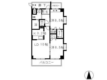 ビバリーガーデン老松(2LDK/3階)の間取り写真