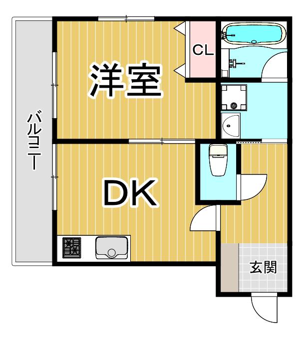 テルヴェ(1DK/3階)の間取り写真