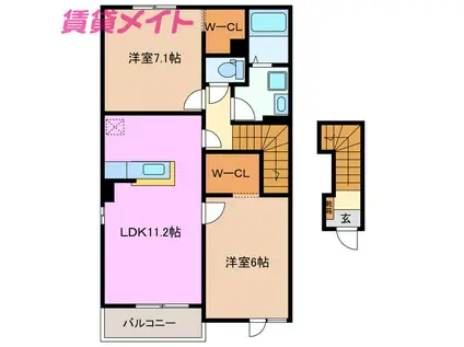 コート・リジエールIII-B棟(2LDK/2階)の間取り写真