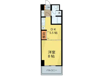 ベルシティ榴ヶ岡(1DK/10階)の間取り写真