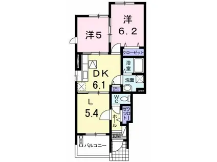 ブリーズII(2LDK/1階)の間取り写真