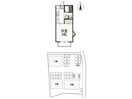 S・T・VILLA TSUSHIMA B(1K/1階)の間取り写真