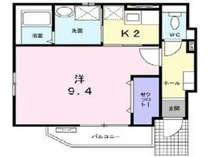 カーサ・フィオーレ(2LDK/1階)の間取り写真