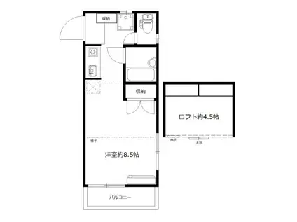 パオクレール旗の台(ワンルーム/2階)の間取り写真