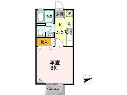 セジュール二番館(1K/2階)の間取り写真