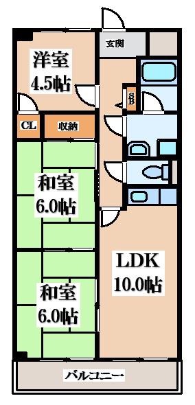 コートヴィレッジ清水(3LDK/4階)の間取り写真