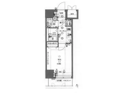 スパシエスタイル住吉(1K/6階)の間取り写真