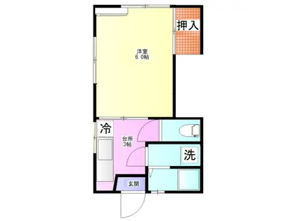 チェリーハウス木風(1K/2階)の間取り写真