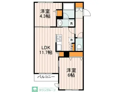 OPUSIIIUMEJIMA オーパススリーウメジマ(2LDK/3階)の間取り写真