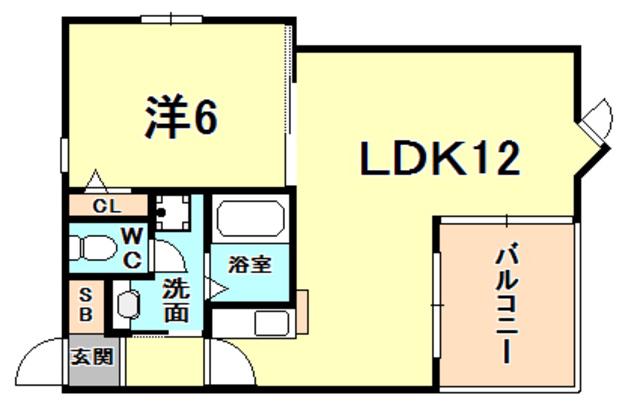 ア・コテ・ドゥ・シェヌ夙川(1LDK/1階)の間取り写真