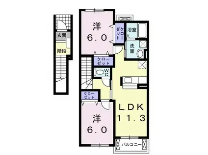 フローレンス A(2LDK/2階)の間取り写真