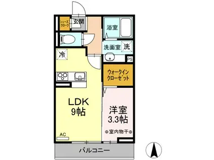 イーストガーデン(1LDK/2階)の間取り写真
