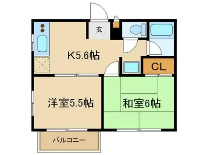 ハイムライラック(2K/1階)の間取り写真