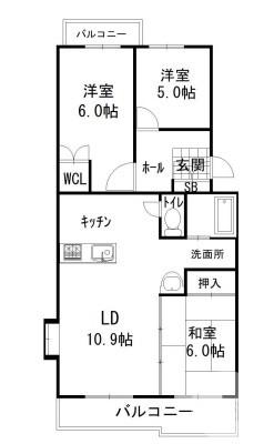 サニーコート鳳南(3LDK/3階)の間取り写真