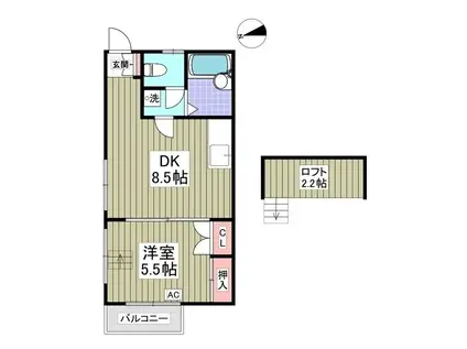 西川口第37レジデンス 旧レオパレス西川口第37(1DK/1階)の間取り写真