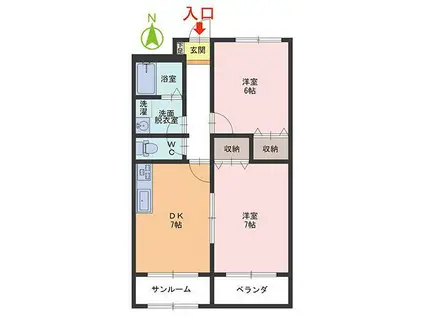 レトワール(2DK/2階)の間取り写真