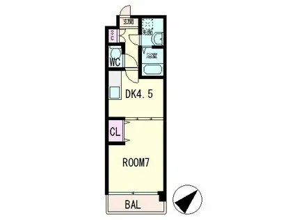 ドーミトゥリィ南草津(1DK/9階)の間取り写真