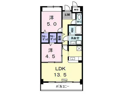 プレシャス・コート(2LDK/4階)の間取り写真