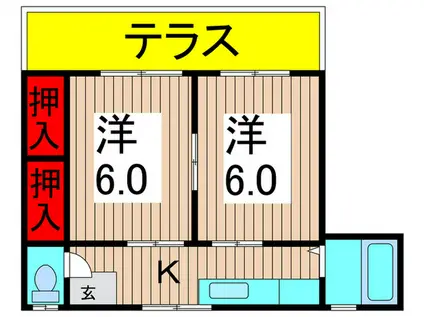 コーポリキ(2K/1階)の間取り写真