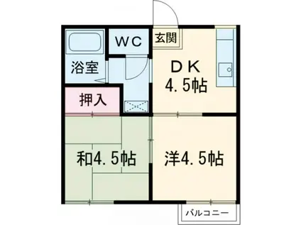 ファミールニシタニ(2DK/1階)の間取り写真