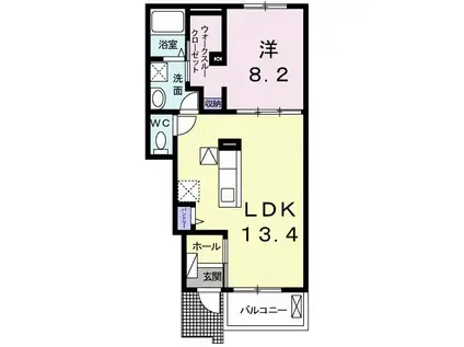 アンソレイエ VI(1LDK/1階)の間取り写真