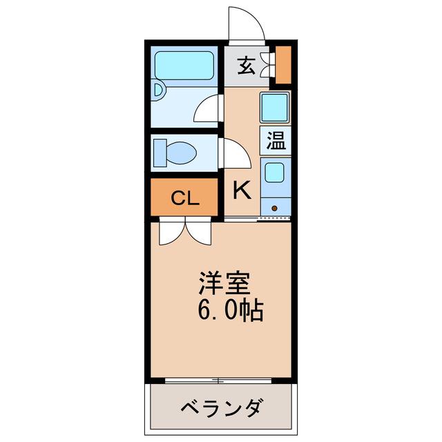 三恵ハイツ(1K/6階)の間取り写真
