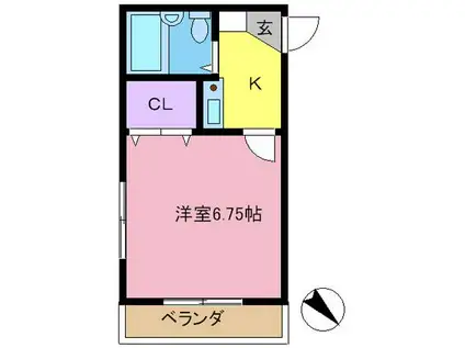 プチグリーン(1K/1階)の間取り写真