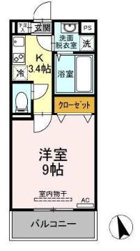 アプリシティ(1K/1階)の間取り写真