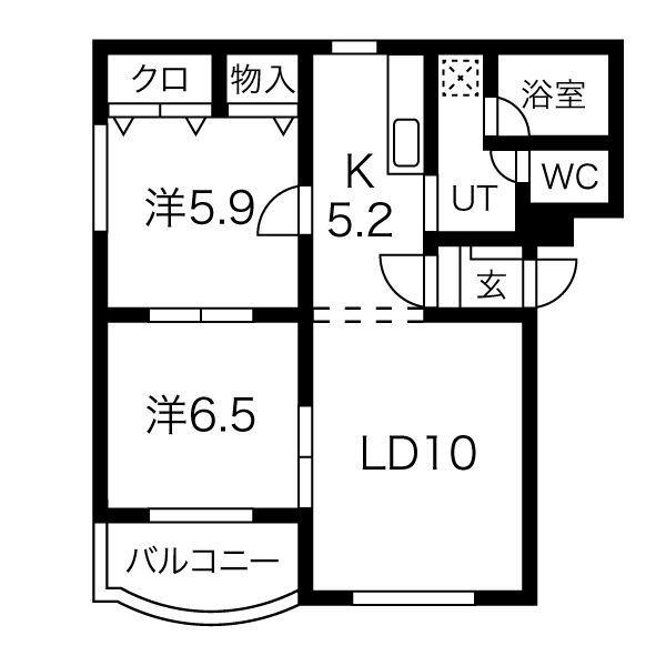 ミヤビタウン B(2LDK/3階)の間取り写真