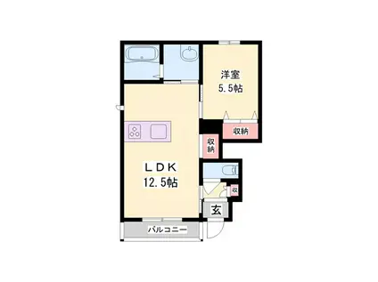 JR福知山線 相野駅 徒歩158分 2階建 築1年(1LDK/1階)の間取り写真