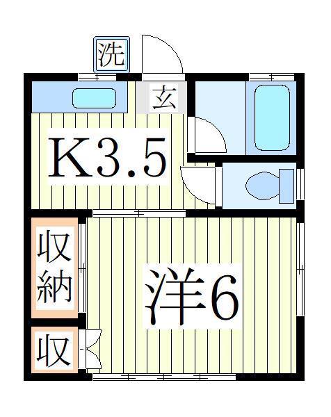 グリーンハウス(1K/1階)の間取り写真