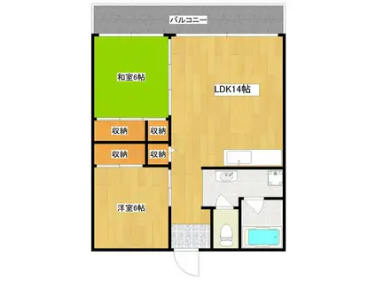 大産篠栗マンション(2LDK/5階)の間取り写真