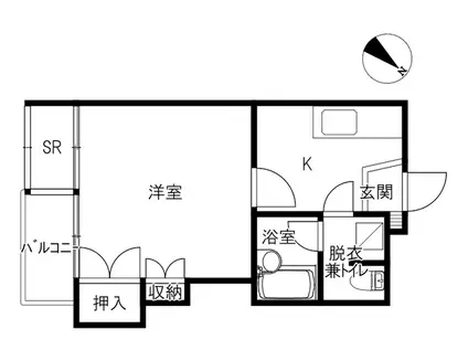 グレープハイツ(1K/4階)の間取り写真