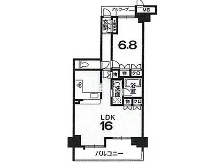 イーグルコート聖護院(1LDK/5階)の間取り写真