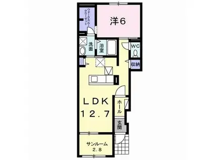 グランデ フィオーレII(1LDK/1階)の間取り写真