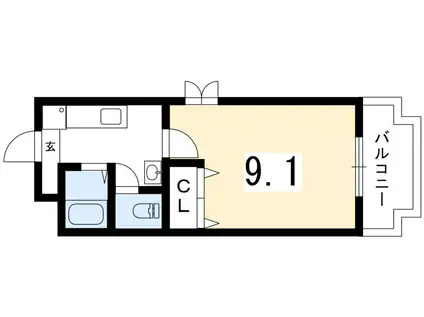 アステー洛北(1K/3階)の間取り写真