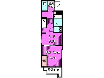 アパランス板橋本町(1DK/5階)の間取り写真