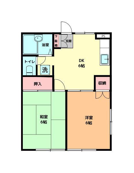 レスペ文京A棟(2DK/1階)の間取り写真