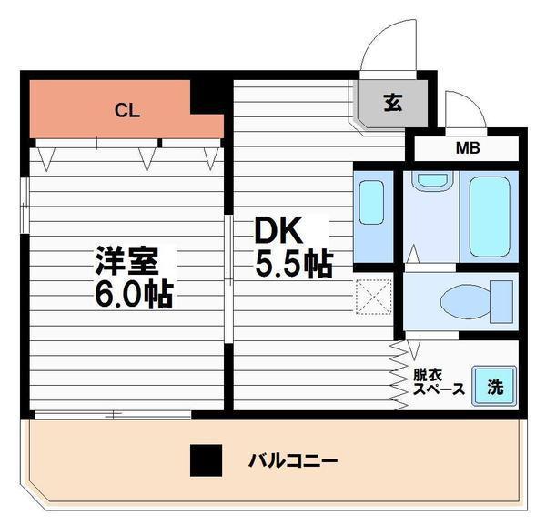 サンビラ大手前(1DK/7階)の間取り写真