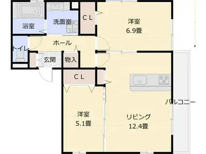 GRAND SAGE(2LDK/2階)の間取り写真