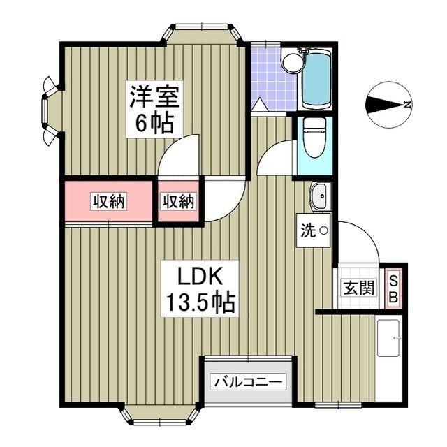 ルビーヒルズC(1LDK/2階)の間取り写真